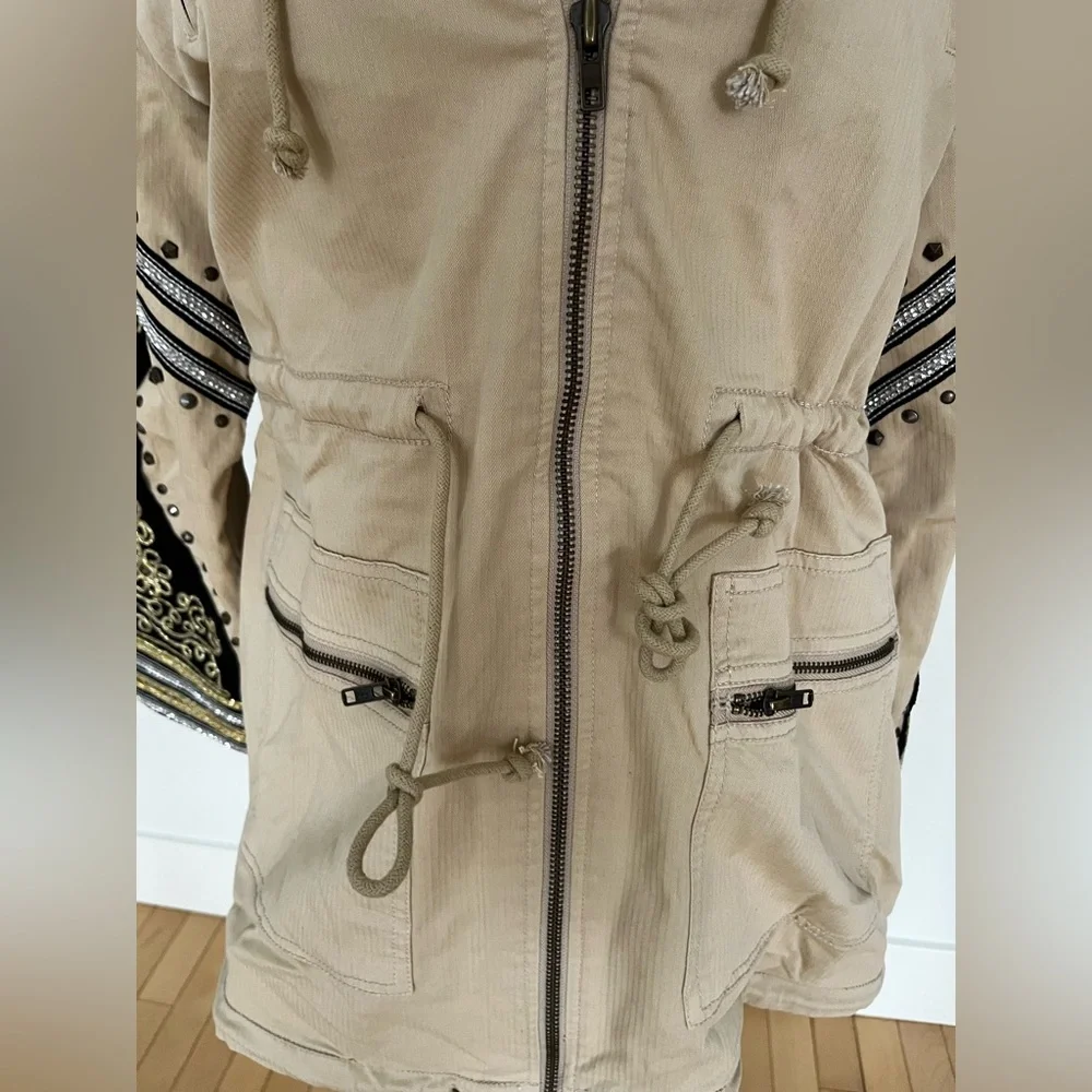 Free People Golden Quills Military Parka with Embroidered Sleeves - Picture 7 of 16